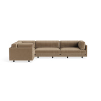 Sunday L Sectional Sofa in Otter Velvet - Angle 1