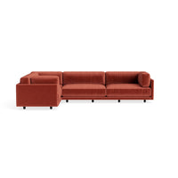 Sunday L Sectional Sofa in Tomato Velvet - Angle 1