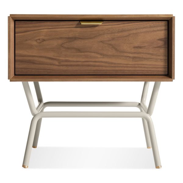 Dang 1 Drawer Nightstand in Walnut / Putty Grey - Angle 1