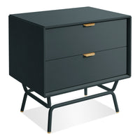 Dang 2 Drawer Nightstand in Navy Green - Angle 3