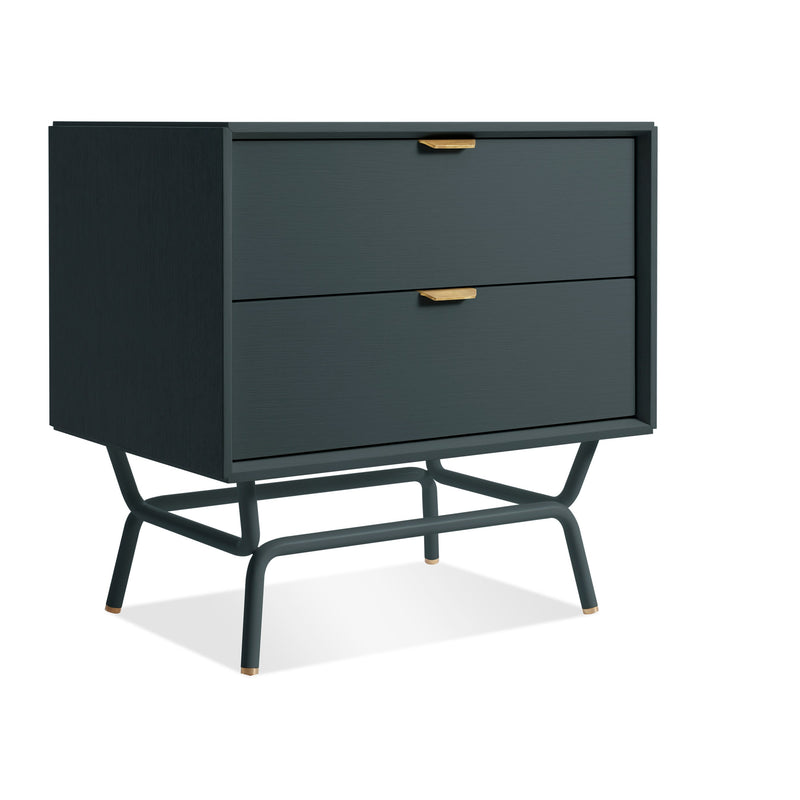 Dang 2 Drawer Nightstand in Navy Green - Angle 2