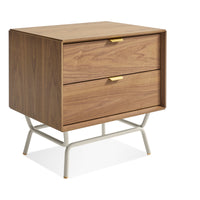 Dang 2 Drawer Nightstand in Walnut / Putty Grey - Angle 3