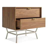 Dang 2 Drawer Nightstand in Walnut / Putty Grey - Angle 4