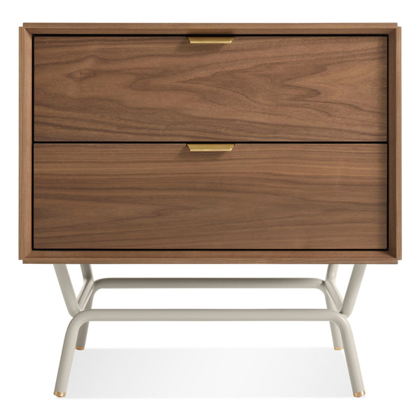 Dang 2 Drawer Nightstand in Walnut / Putty Grey - Angle 1