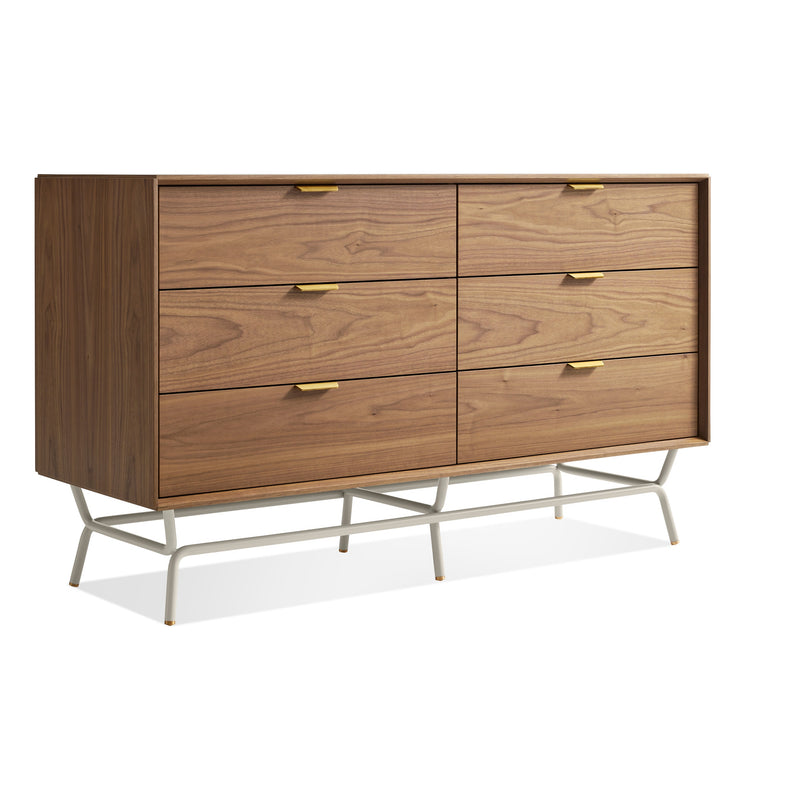 Dang 6 Drawer Dresser in Walnut / Putty Grey - Angle 2