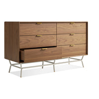 Dang 6 Drawer Dresser in Walnut / Putty Grey - Angle 4
