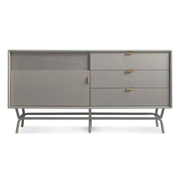 Dang 1 Door / 3 Drawer Console in Risk-Averse Grey - Angle 1