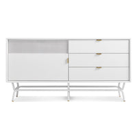 Dang 1 Door / 3 Drawer Console in White - Angle 1