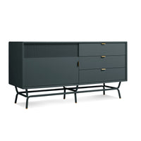 Dang 1 Door / 3 Drawer Console in Navy Green - Angle 4