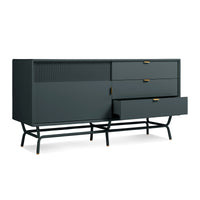 Dang 1 Door / 3 Drawer Console in Navy Green - Angle 6