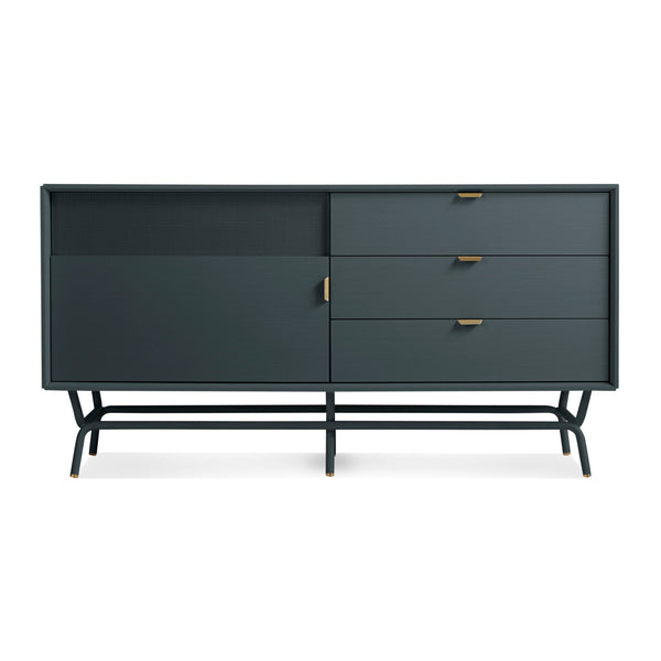 Dang 1 Door / 3 Drawer Console in Navy Green - Angle 1