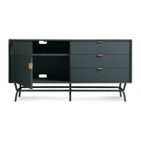 Dang 1 Door / 3 Drawer Console in Navy Green - Angle 3