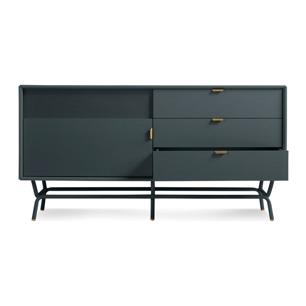 Dang 1 Door / 3 Drawer Console in Marine Blue - Angle 1