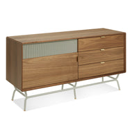 Dang 1 Door / 3 Drawer Console in Walnut / Putty Grey - Angle 4
