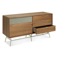Dang 1 Door / 3 Drawer Console in Walnut / Putty Grey - Angle 5