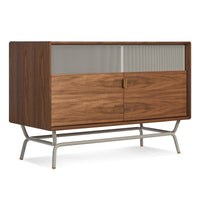 Dang Media Stand in Walnut / Putty Grey - Angle 3