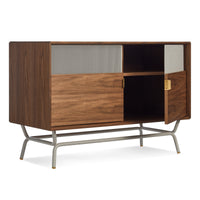 Dang Media Stand in Walnut / Putty Grey - Angle 5