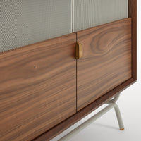 Dang Media Stand in Walnut / Putty Grey - Angle 11