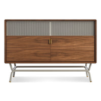 Dang Media Stand in Walnut / Putty Grey - Angle 1