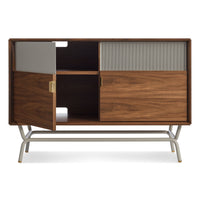 Dang Media Stand in Walnut / Putty Grey - Angle 2