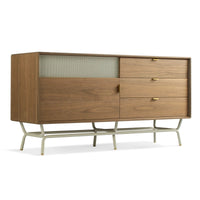 Dang 1 Door / 3 Drawer Console in Walnut / Putty Grey - Angle 3
