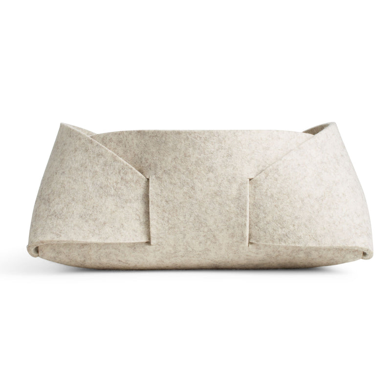 Double Tuck Medium Felt Basket in Heathered Off White