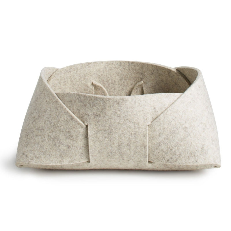 Double Tuck Medium Felt Basket in Heathered Off White