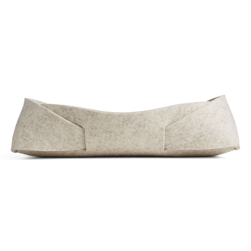 Double Tuck Small Felt Basket in Heathered Off White