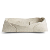 Double Tuck Small Felt Basket in Heathered Off White - Angle 2
