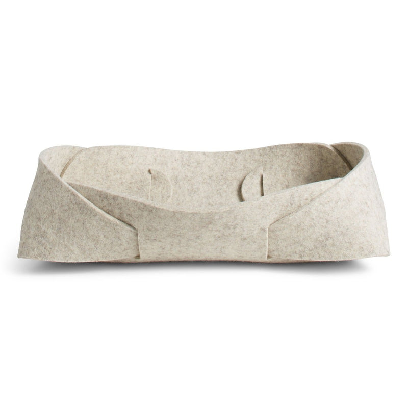 Double Tuck Small Felt Basket in Heathered Off White