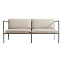 Dog Days Outdoor 2 Seat Sofa in Sunbrella Linen / Charcoal - Angle 1