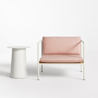 Dog Days Outdoor Lounge Chair in Sunbrella Blush / White - Angle 5