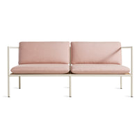 Dog Days Outdoor 2 Seat Sofa in Sunbrella Blush / White - Angle 1
