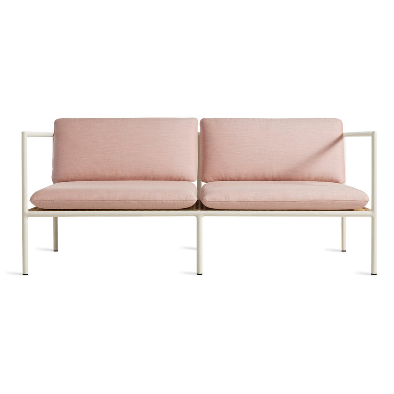 Dog Days Outdoor 2 Seat Sofa in Sunbrella Blush / White - Angle 1