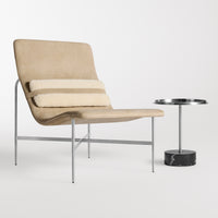 Deep Thoughts Leather Lounge Chair in Stone Leather - Angle 5