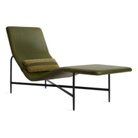 Deep Thoughts Leather Chaise in Loden Green Leather - Angle 1