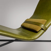 Deep Thoughts Leather Chaise in Loden Green Leather - Angle 13