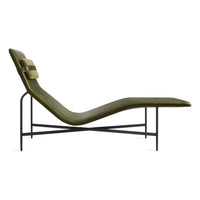 Deep Thoughts Leather Chaise in Loden Green Leather - Angle 10