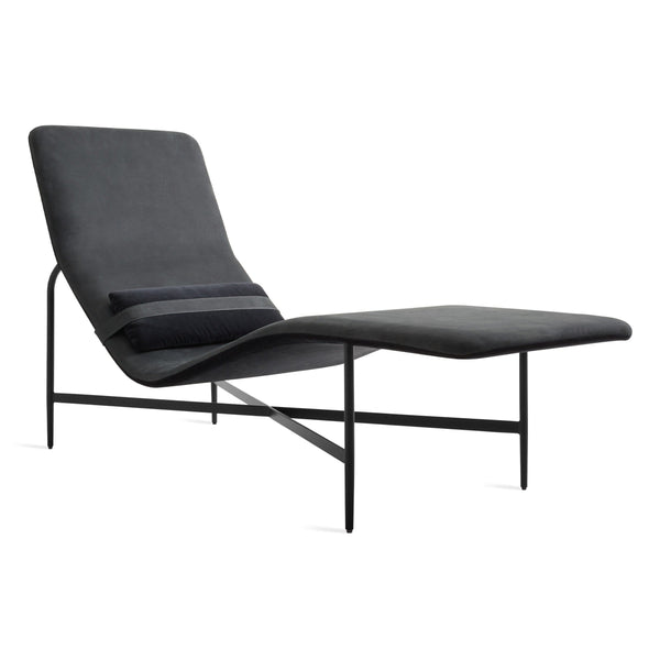 Deep Thoughts Leather Chaise in Ink Leather - Angle 1