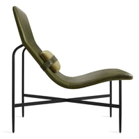 Deep Thoughts Leather Lounge Chair in Loden Green Leather - Angle 3