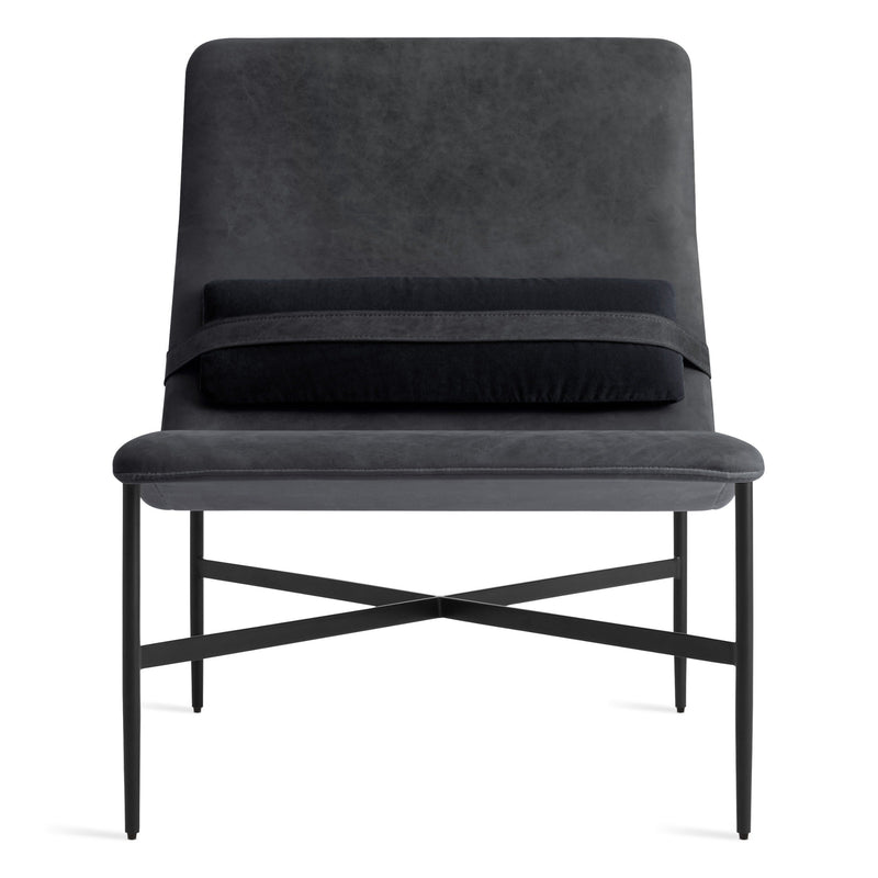 Deep Thoughts Leather Lounge Chair in Ink Leather - Angle 1