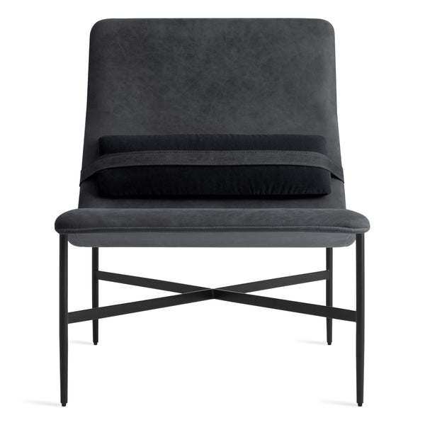 Deep Thoughts Leather Lounge Chair in Ink Leather - Angle 1