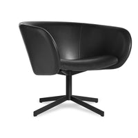 Close Encounter Swivel Lounge Chair in Onyx Leather - Angle 5