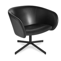 Close Encounter Swivel Lounge Chair in Onyx Leather - Angle 6