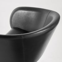 Close Encounter Swivel Lounge Chair in Onyx Leather - Angle 10