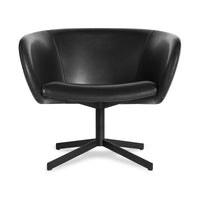 Close Encounter Swivel Lounge Chair in Onyx Leather - Angle 1