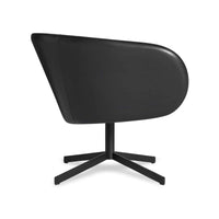 Close Encounter Swivel Lounge Chair in Onyx Leather - Angle 7