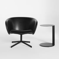 Close Encounter Swivel Lounge Chair in Onyx Leather - Angle 4