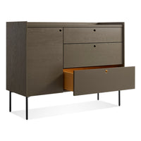 Peek 1 Door / 3 Drawer Credenza in Dark Olive - Angle 6