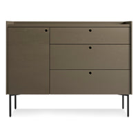 Peek 1 Door / 3 Drawer Credenza in Dark Olive - Angle 1